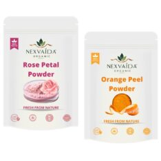 NEXVAIDA Orange Peel & Rose Petal Powder Combo | Natural & Pure Face Pack for Glowing Skin, Oil Control & Natural Brightening | (Pack of 2) Net Weight 200 Grams