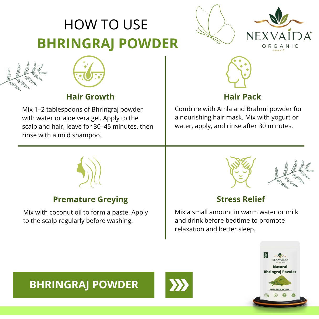 Nexvaida Organic Bhringraj Powder - Image 2
