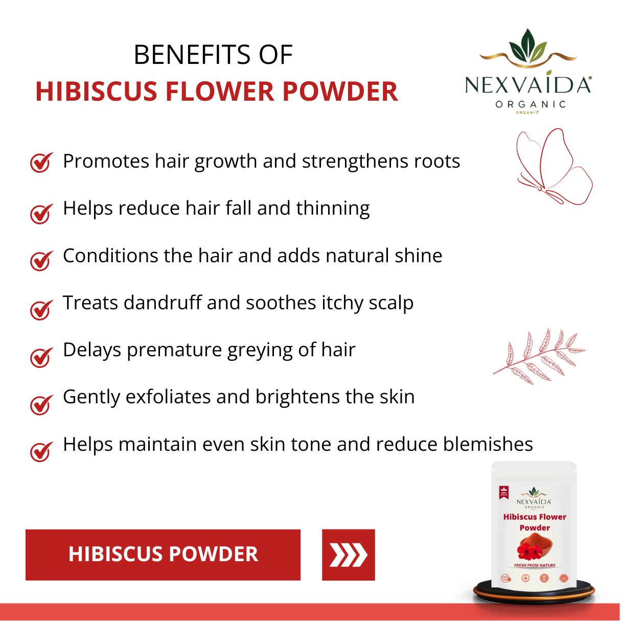 Nexvaida Organic Hibiscus Flower Powder - Image 2