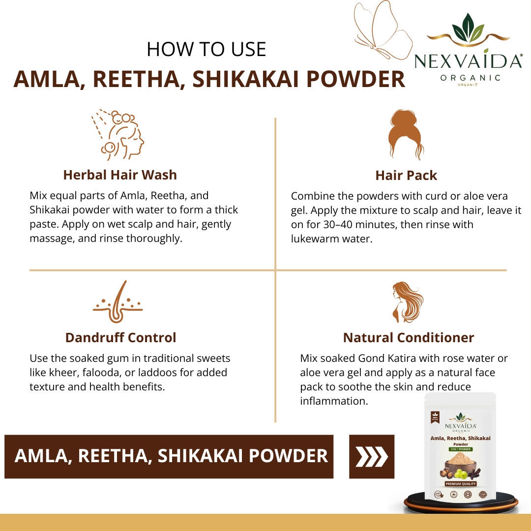 Nexvaida Amla, Reetha & Shikakai Powder - Image 3