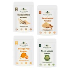 NEXVAIDA Herbal Face Pack Combo | Multani Mitti, Sandalwood, Orange Peel & Neem Powder | 100% Natural Skin Care for Oil Control, Tan Removal & Glowing Skin | (Pack of 4) Net Weight 450 Grams
