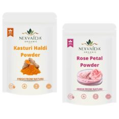 NEXVAIDA Kasturi Haldi & Rose Petal Powder Combo | Pure & Natural Face Pack | (Pack of 2) Net Weight 300 Grams