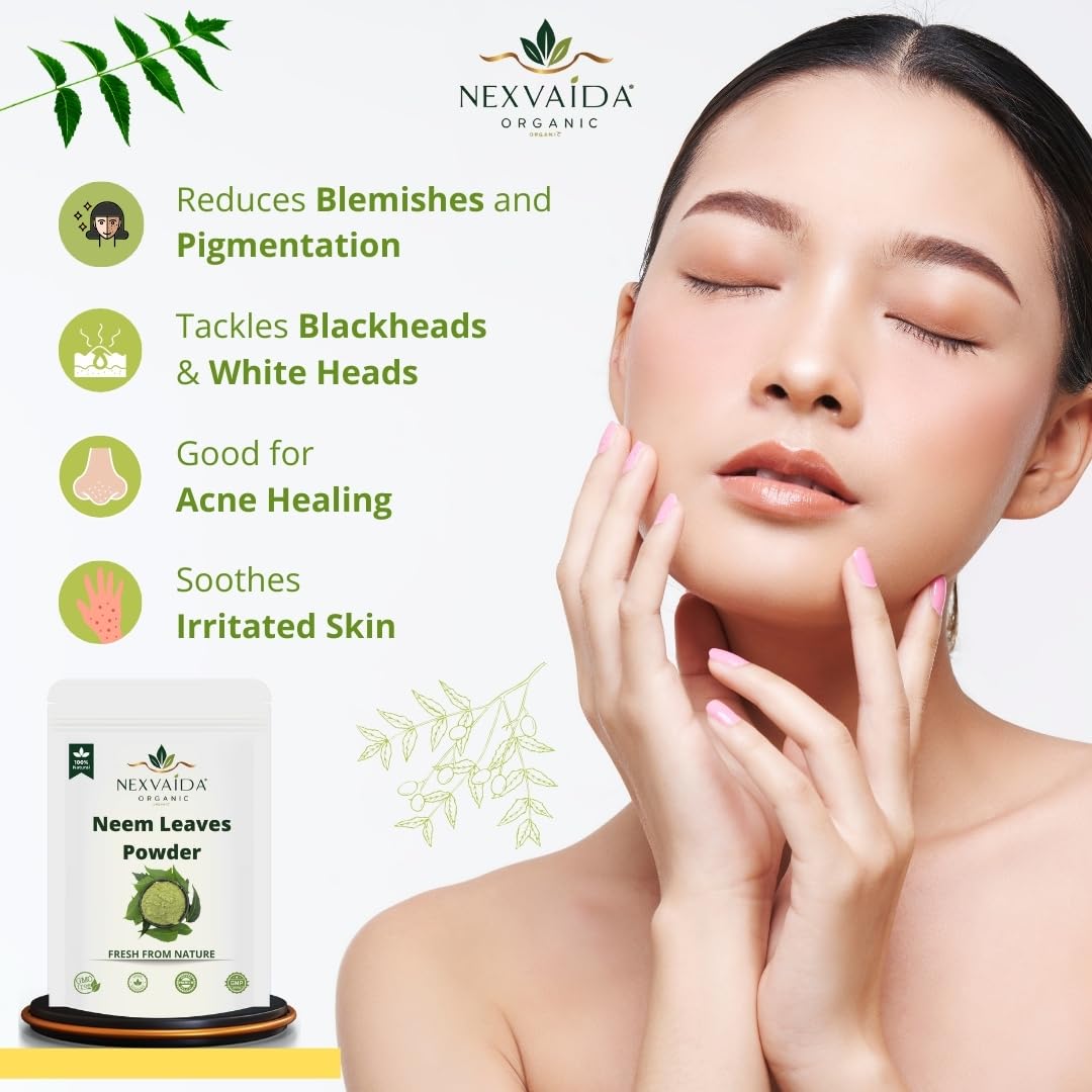 NEXVAIDA Herbal Face Pack | Multani Mitti, Chandan, Orange Peel, Neem & Rose Powder | Pure & Natural Skin Care Powders for Glowing Skin | (Pack of 5) Net Weight 600 Grams - Image 5