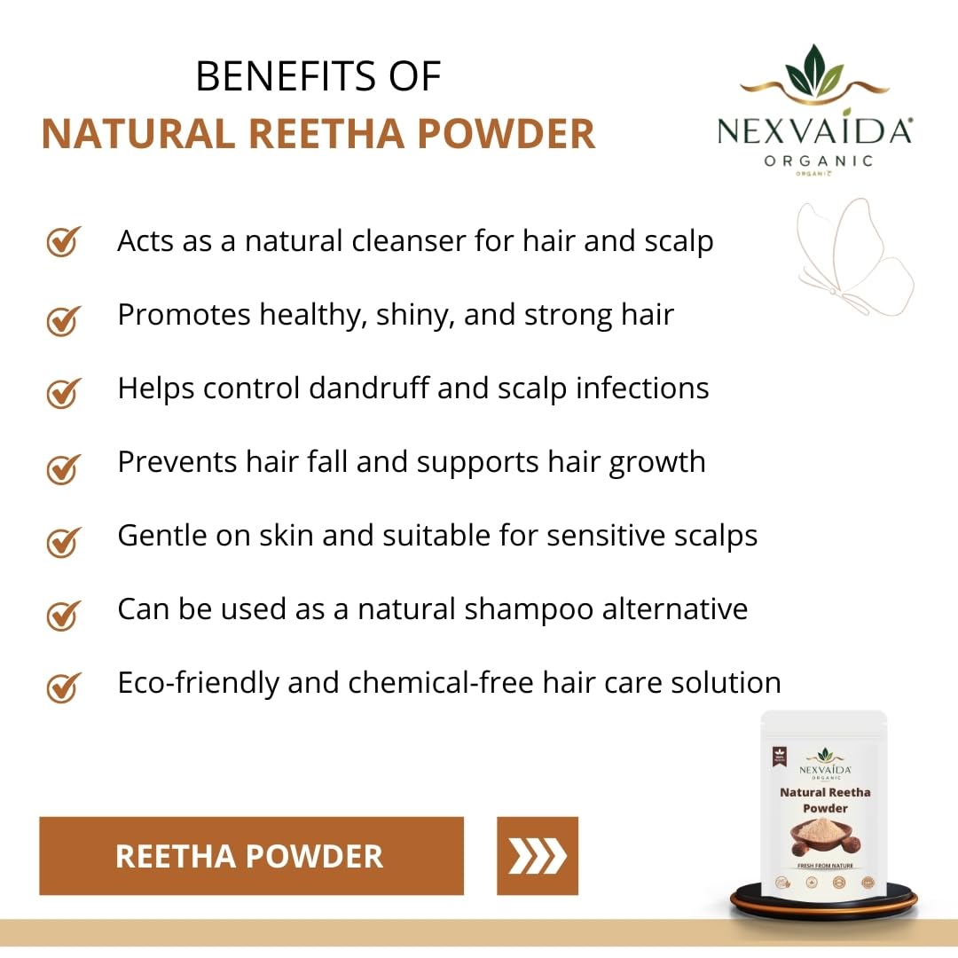 NEXVAIDA Amla, Reetha & Shikakai Powder Combo | Herbal Hair Care Trio for All Hair Types | Pack of 3 | Net Weight 450 Grams - Image 5