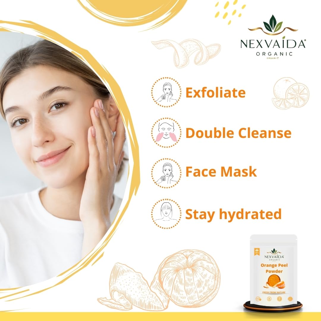 NEXVAIDA Herbal Face Pack Combo | Multani Mitti, Sandalwood, Orange Peel & Neem Powder | 100% Natural Skin Care for Oil Control, Tan Removal & Glowing Skin | (Pack of 4) Net Weight 450 Grams - Image 3