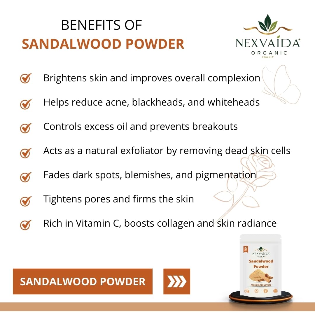 NEXVAIDA Kasturi Haldi & Sandalwood Powder Combo | for Glowing Skin & Face Care | (Pack of 2) Net Weight 200 Grams - Image 3