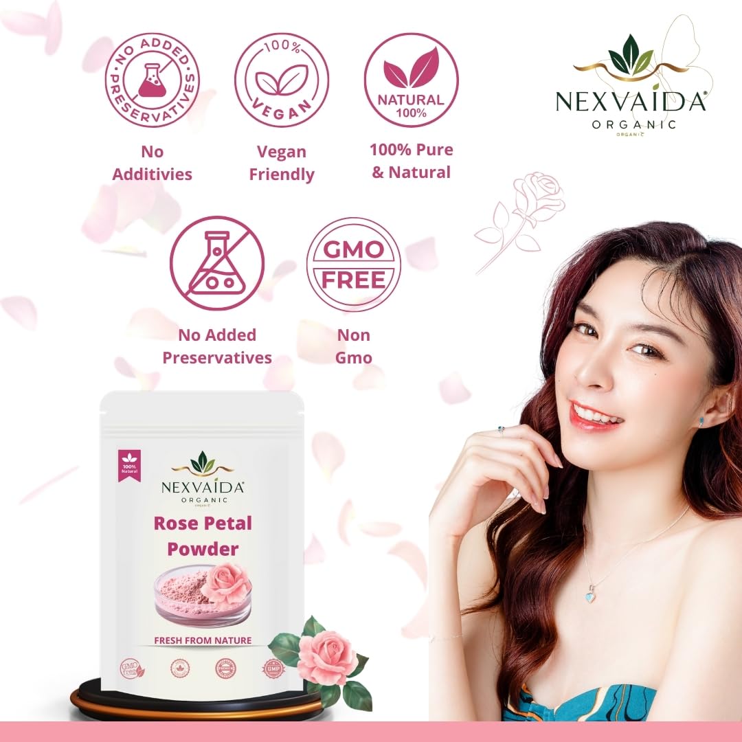 NEXVAIDA Herbal Face Pack | Multani Mitti, Chandan, Orange Peel, Neem & Rose Powder | Pure & Natural Skin Care Powders for Glowing Skin | (Pack of 5) Net Weight 600 Grams - Image 4